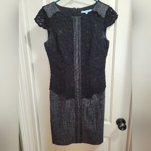 Antonio Melani Size 4 Gray Dress With Black Lace
